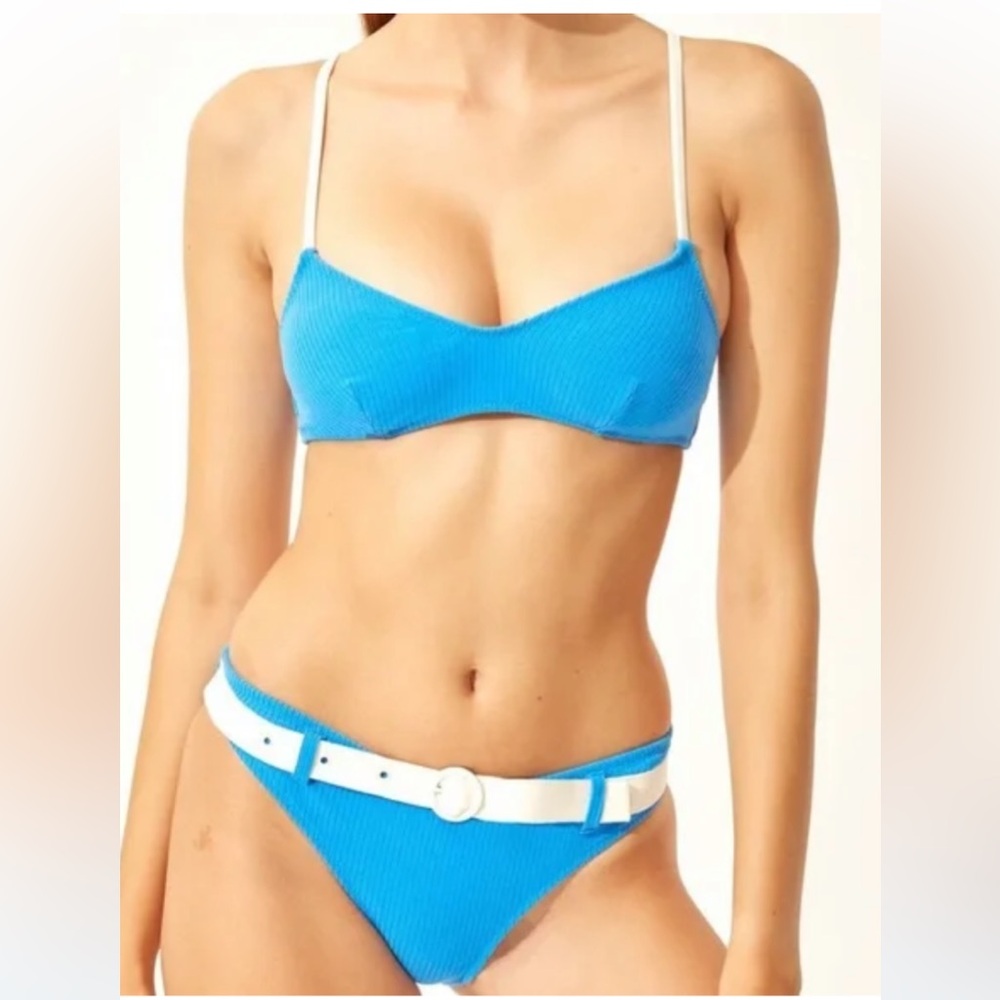 SOLID & STRIPED Sky Blue Bikini with White Accents